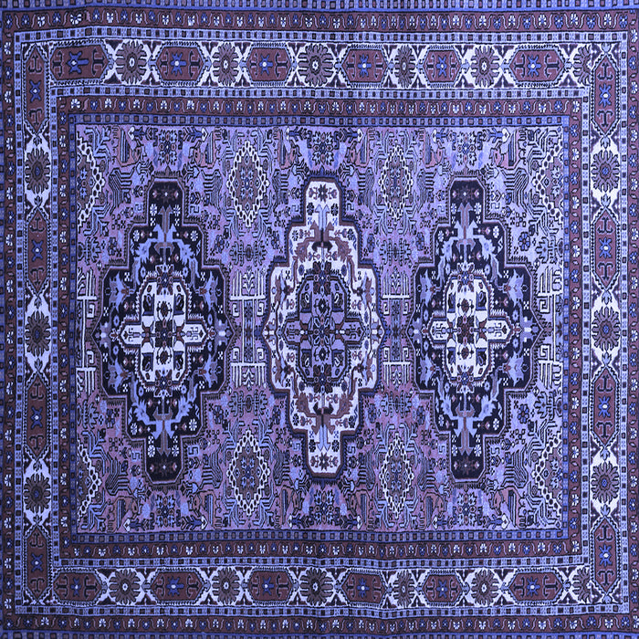 Square Machine Washable Persian Blue Traditional Rug, wshtr1144blu