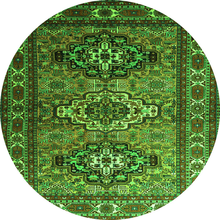 Square Persian Green Traditional Rug, tr1144grn