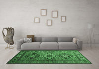 Machine Washable Persian Emerald Green Traditional Rug, wshtr1144emgrn