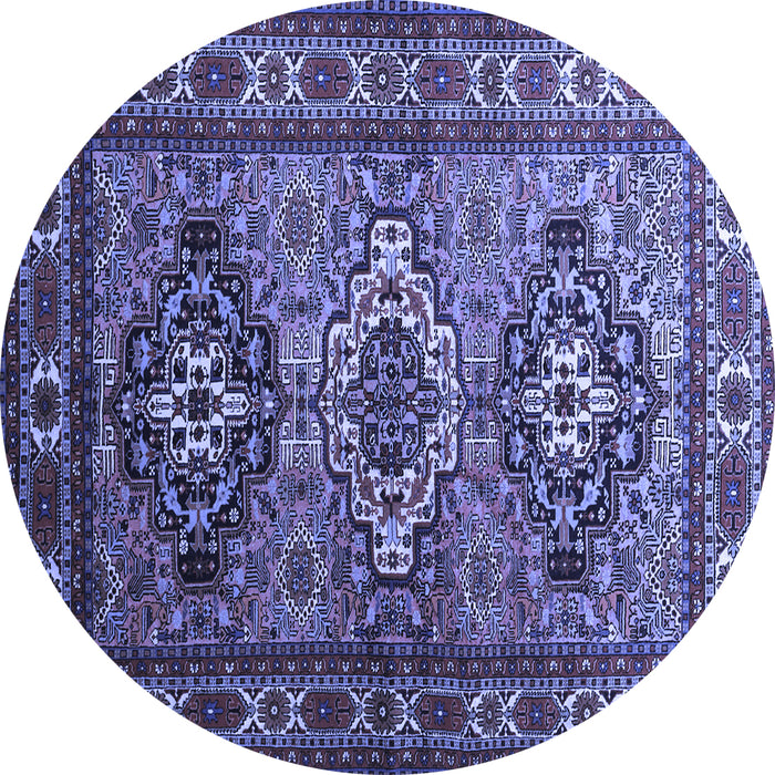 Round Machine Washable Persian Blue Traditional Rug, wshtr1144blu