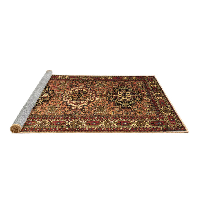 Sideview of Machine Washable Persian Brown Traditional Rug, wshtr1144brn