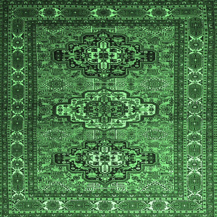 Square Persian Emerald Green Traditional Rug, tr1144emgrn