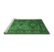 Sideview of Machine Washable Persian Emerald Green Traditional Area Rugs, wshtr1144emgrn