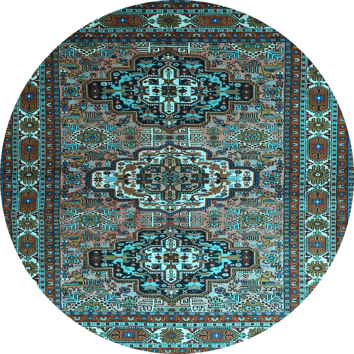 Round Machine Washable Persian Light Blue Traditional Rug, wshtr1144lblu