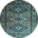 Round Machine Washable Persian Light Blue Traditional Rug, wshtr1144lblu