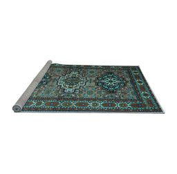 Sideview of Machine Washable Persian Light Blue Traditional Rug, wshtr1144lblu