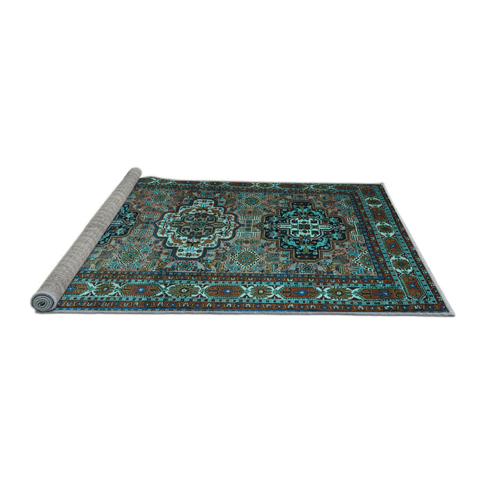 Sideview of Machine Washable Persian Light Blue Traditional Rug, wshtr1144lblu