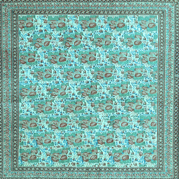Square Machine Washable Persian Light Blue Traditional Rug, wshtr1145lblu