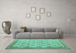 Machine Washable Persian Turquoise Traditional Area Rugs in a Living Room,, wshtr1145turq