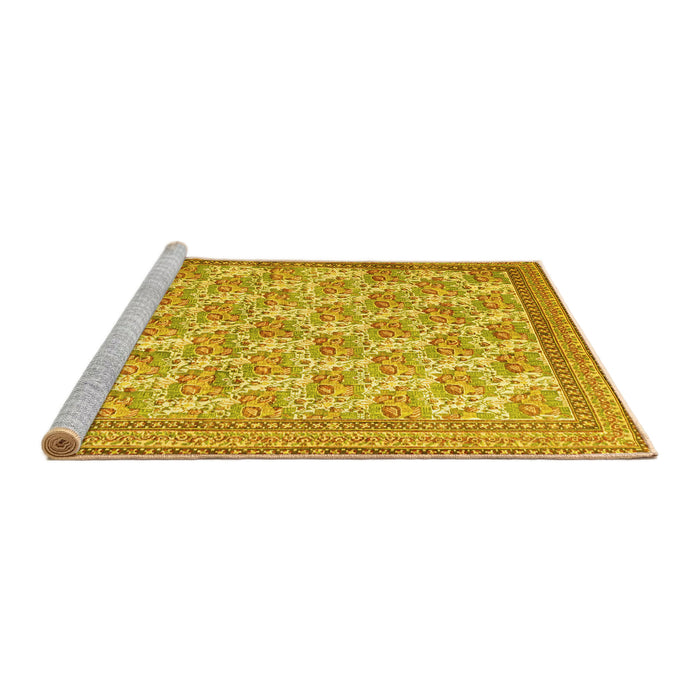 Sideview of Machine Washable Persian Yellow Traditional Rug, wshtr1145yw