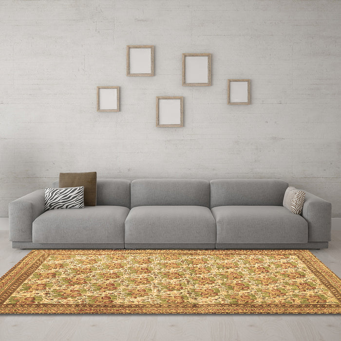 Machine Washable Persian Brown Traditional Rug in a Living Room,, wshtr1145brn