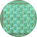 Round Persian Turquoise Traditional Rug, tr1145turq