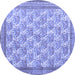 Round Persian Blue Traditional Rug, tr1145blu