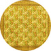 Round Machine Washable Persian Yellow Traditional Rug, wshtr1145yw