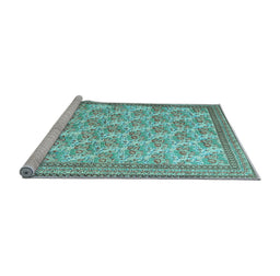 Sideview of Machine Washable Persian Light Blue Traditional Rug, wshtr1145lblu