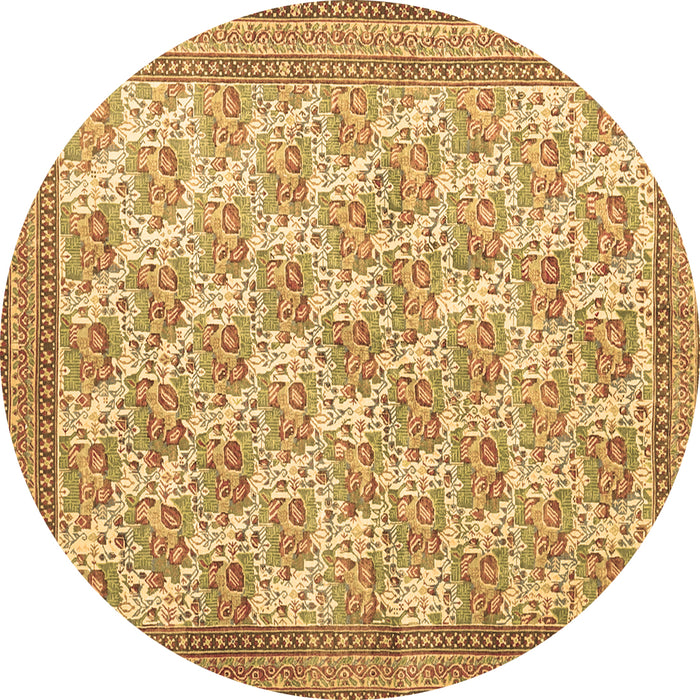 Round Machine Washable Persian Brown Traditional Rug, wshtr1145brn