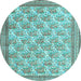 Round Persian Light Blue Traditional Rug, tr1145lblu