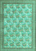 Machine Washable Persian Turquoise Traditional Area Rugs, wshtr1145turq