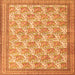 Round Machine Washable Persian Orange Traditional Area Rugs, wshtr1145org