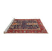 Sideview of Machine Washable Traditional Saffron Red Rug, wshtr1146