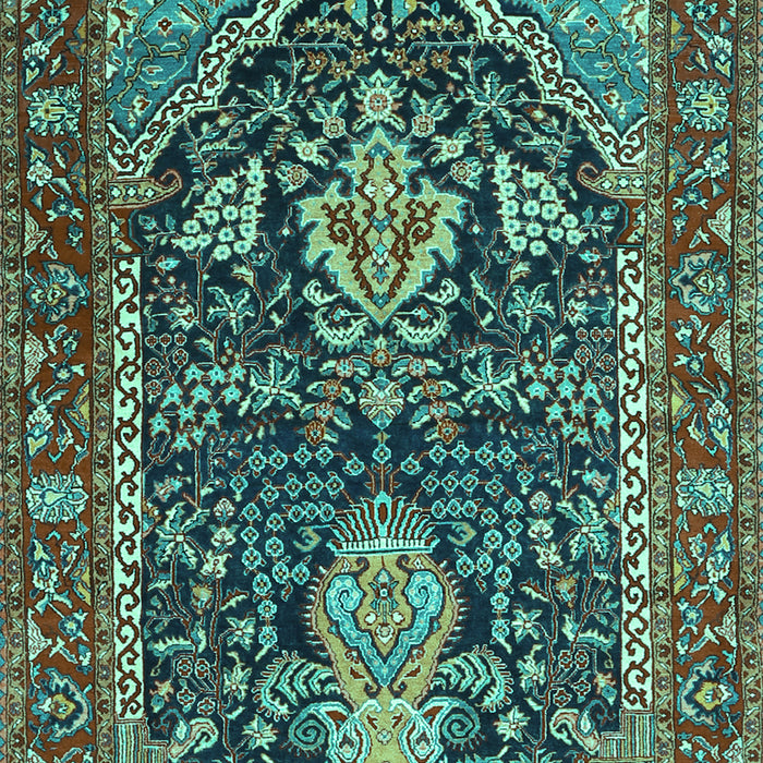 Machine Washable Persian Turquoise Traditional Area Rugs, wshtr1146turq