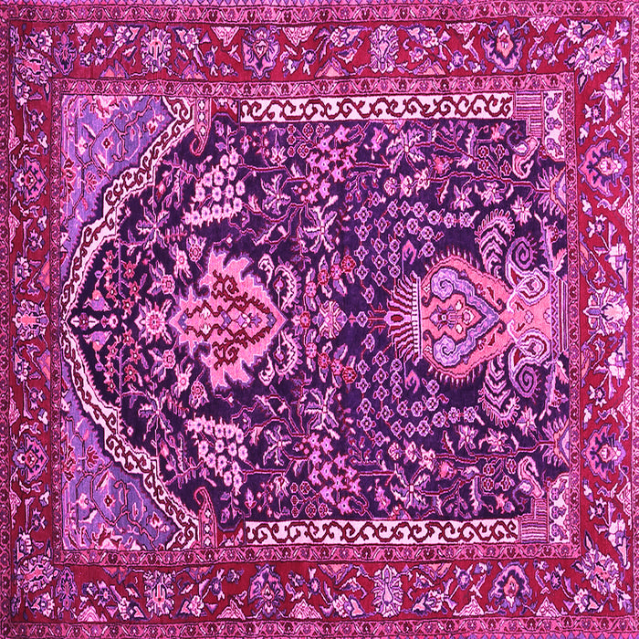 Square Machine Washable Persian Pink Traditional Rug, wshtr1146pnk
