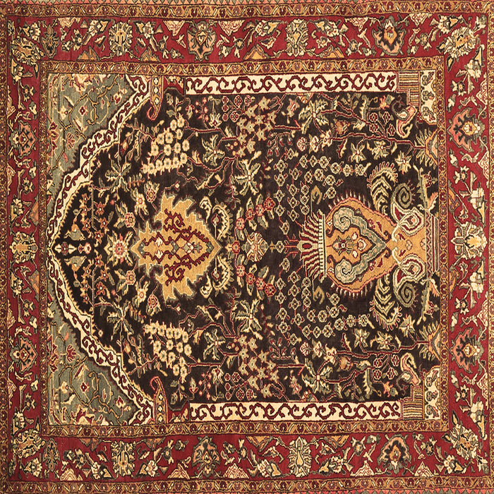 Square Machine Washable Persian Brown Traditional Rug, wshtr1146brn