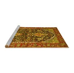 Sideview of Machine Washable Persian Yellow Traditional Rug, wshtr1146yw