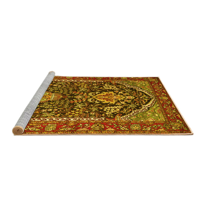 Sideview of Machine Washable Persian Yellow Traditional Rug, wshtr1146yw