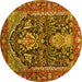 Round Persian Yellow Traditional Rug, tr1146yw