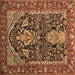 Square Persian Brown Traditional Rug, tr1146brn