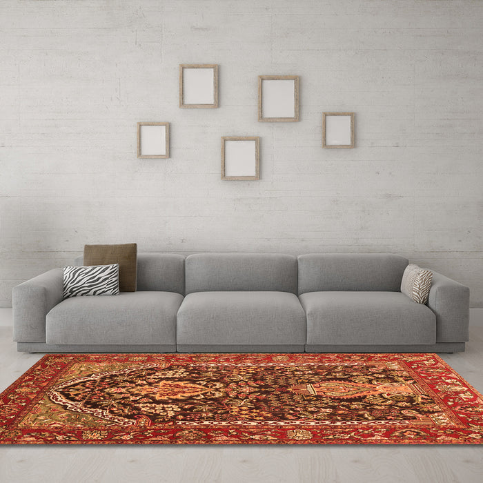 Machine Washable Persian Orange Traditional Area Rugs in a Living Room, wshtr1146org