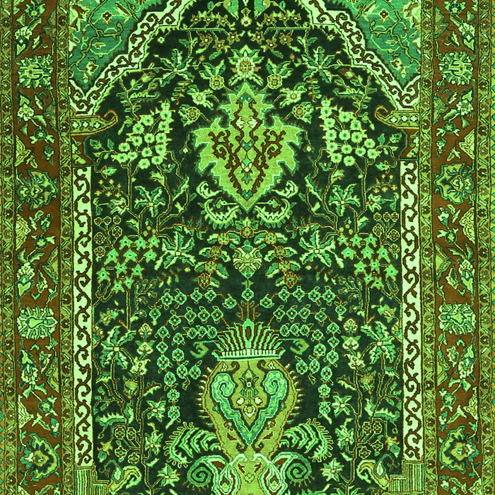 Serging Thickness of Machine Washable Persian Green Traditional Area Rugs, wshtr1146grn