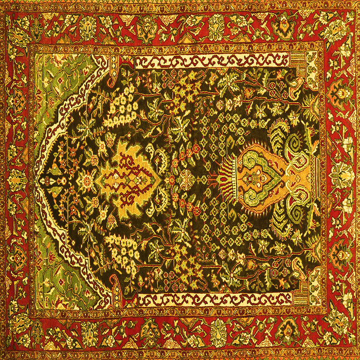 Square Machine Washable Persian Yellow Traditional Rug, wshtr1146yw