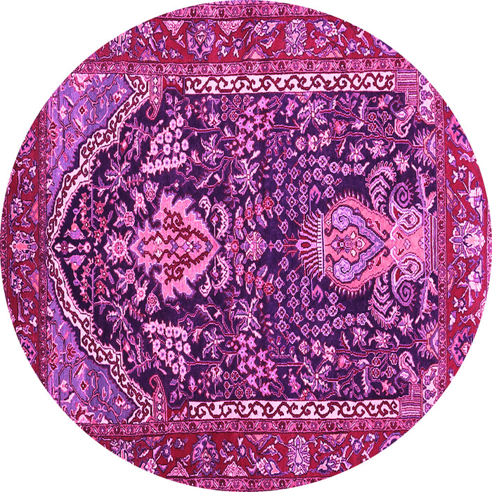 Round Machine Washable Persian Pink Traditional Rug, wshtr1146pnk