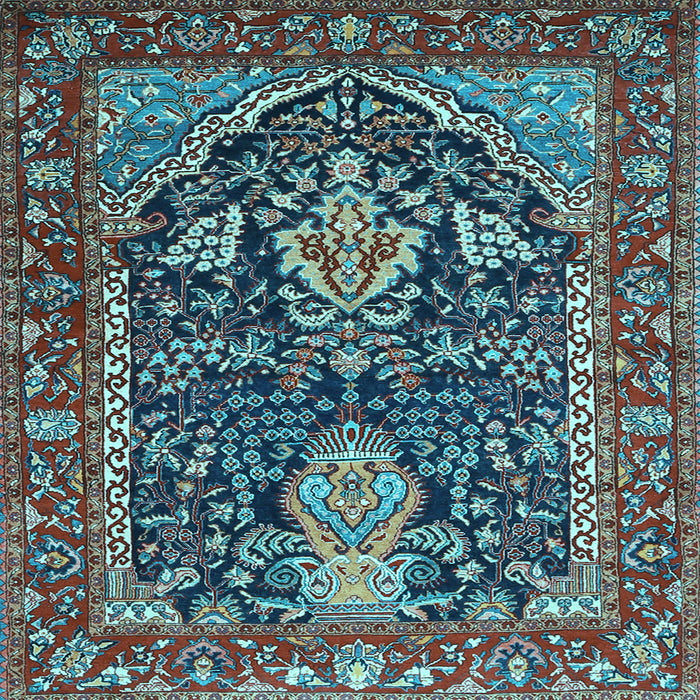 Square Machine Washable Persian Light Blue Traditional Rug, wshtr1146lblu