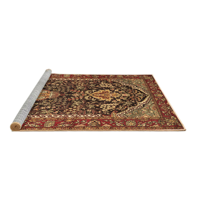 Sideview of Machine Washable Persian Brown Traditional Rug, wshtr1146brn