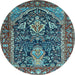 Round Persian Light Blue Traditional Rug, tr1146lblu