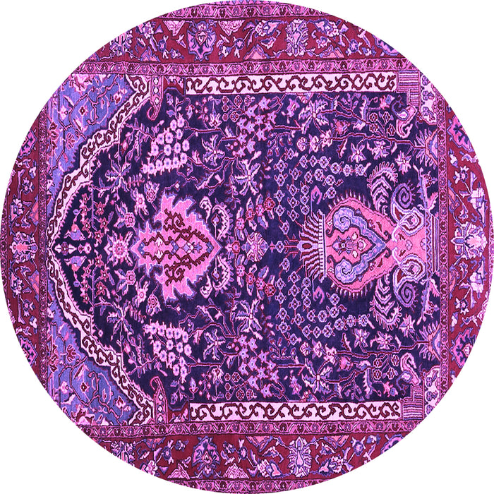 Round Machine Washable Persian Purple Traditional Area Rugs, wshtr1146pur