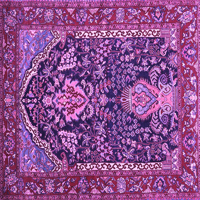 Square Machine Washable Persian Purple Traditional Area Rugs, wshtr1146pur