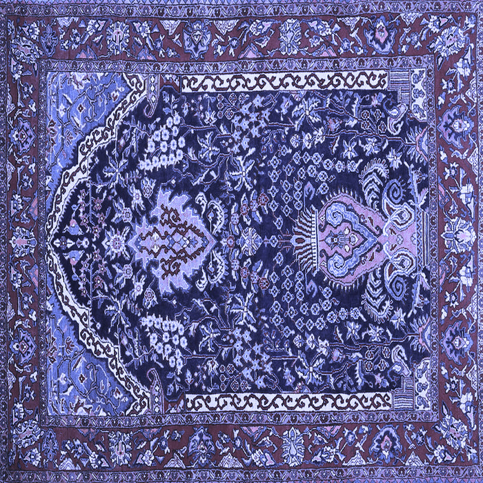 Square Machine Washable Persian Blue Traditional Rug, wshtr1146blu