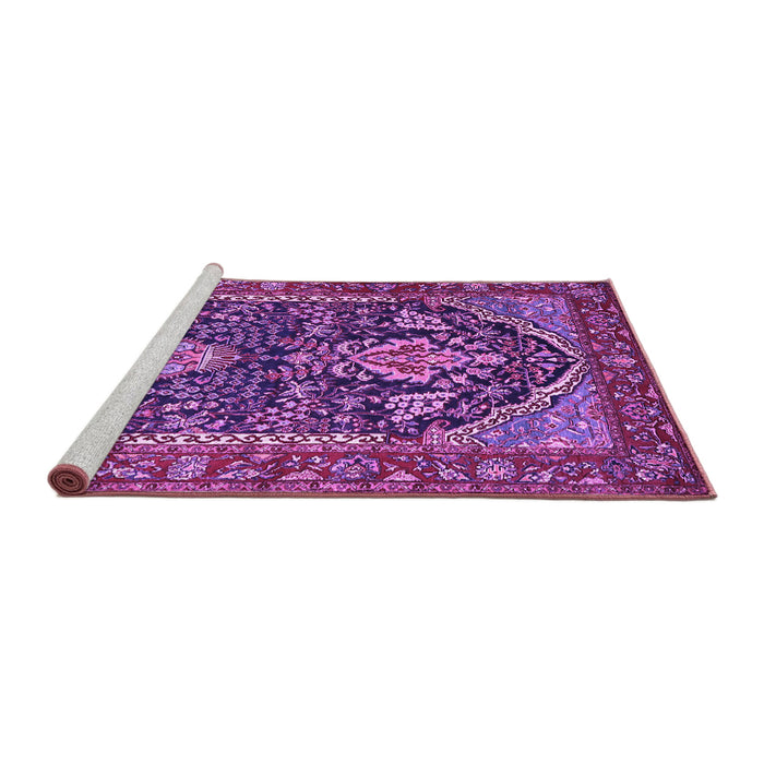 Sideview of Machine Washable Persian Purple Traditional Area Rugs, wshtr1146pur