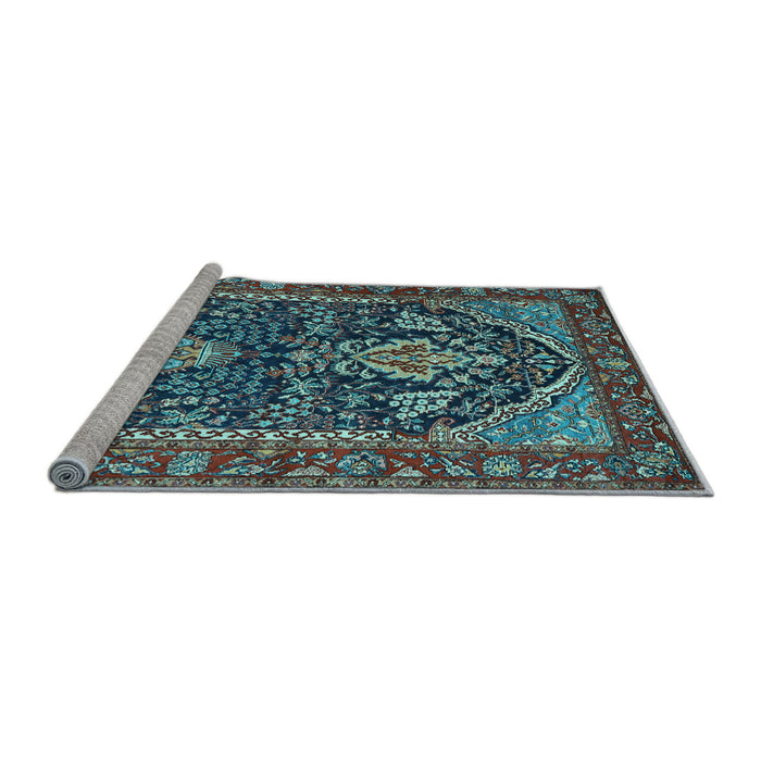 Sideview of Machine Washable Persian Light Blue Traditional Rug, wshtr1146lblu