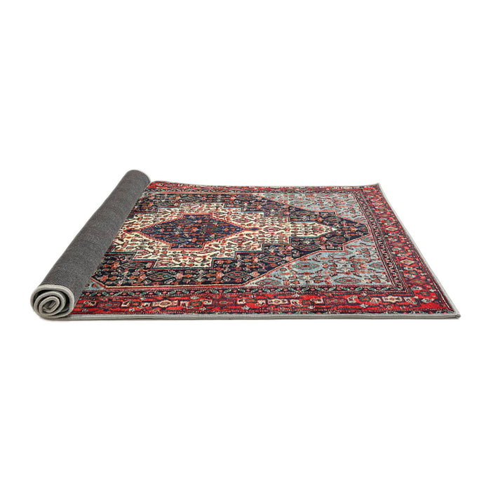 Sideview of Traditional Rosy Brown Pink Medallion Rug, tr1147