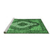 Sideview of Machine Washable Medallion Emerald Green Traditional Area Rugs, wshtr1147emgrn