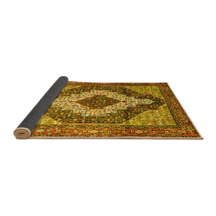 Sideview of Medallion Yellow Traditional Rug, tr1147yw