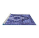 Sideview of Machine Washable Medallion Blue Traditional Rug, wshtr1147blu