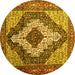 Round Medallion Yellow Traditional Rug, tr1147yw