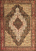 Machine Washable Medallion Brown Traditional Rug, wshtr1147brn