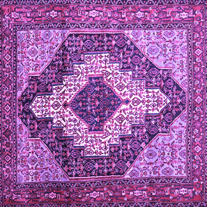 Square Machine Washable Medallion Purple Traditional Area Rugs, wshtr1147pur